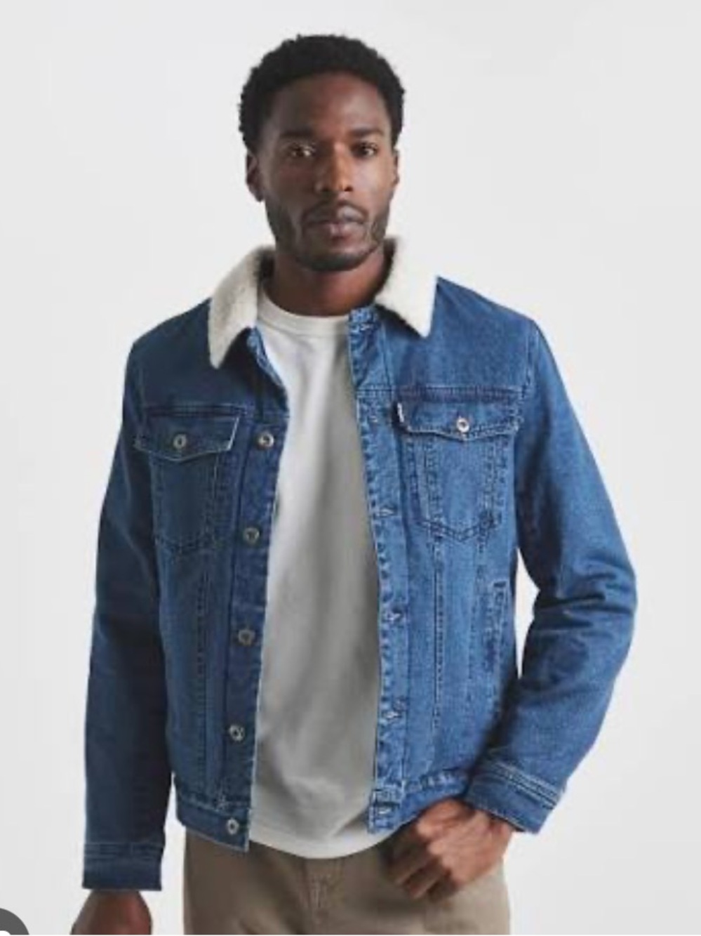 Cotton On NWT Men’s Sherpa Lined Trucker Denim Jean Jacket Size Medium